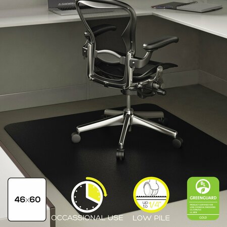 Deflecto Chair Mat 46"x60", Rectangular Shape, Black, for Carpet CM11442FBLK